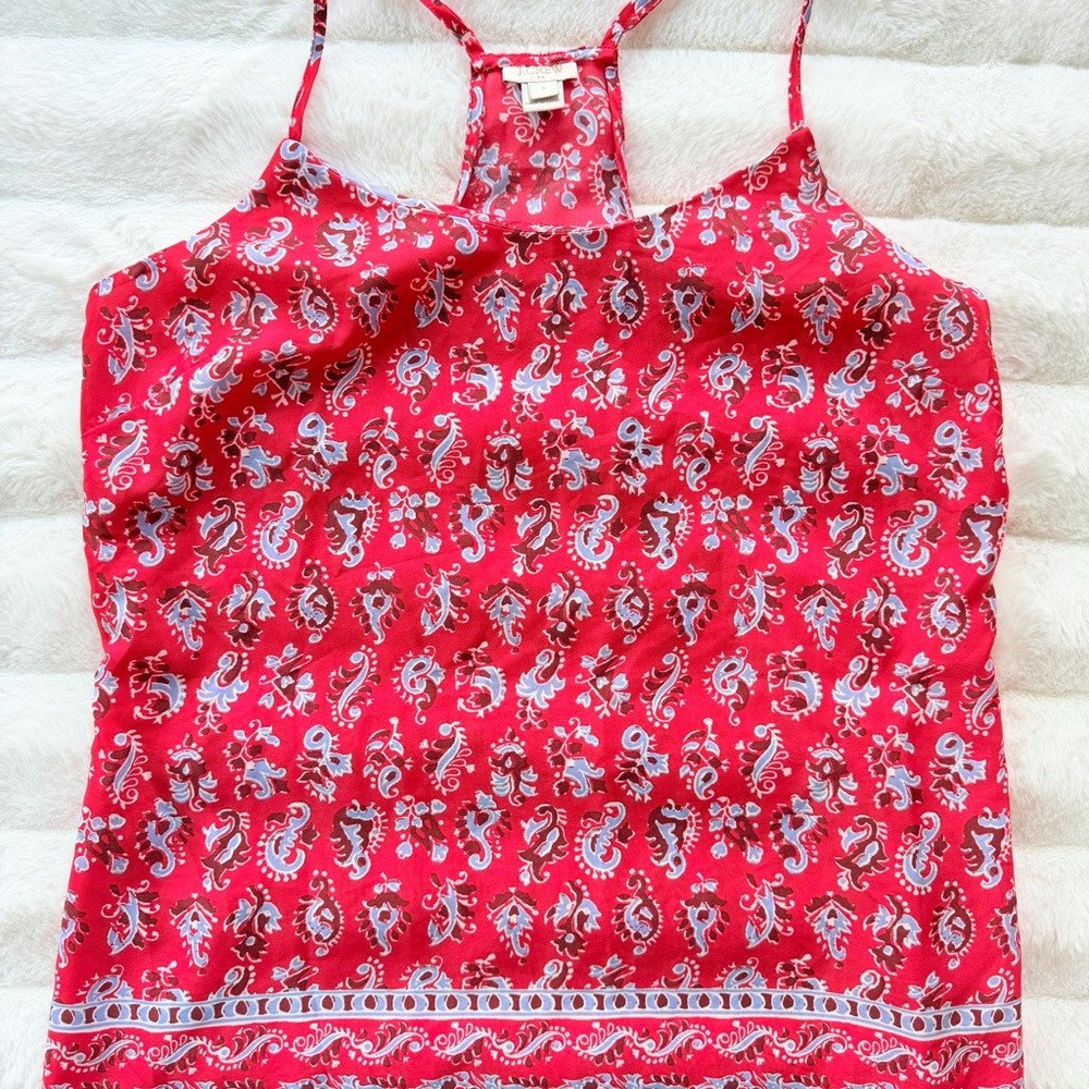 J.Crew Red Paisley Halter Tank Top Size 6 Lightweight Summer - Picture 2 of 9